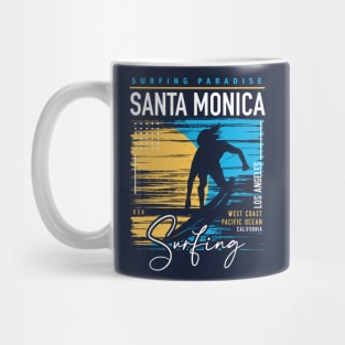 Retro Santa Monica Surfing // Surfers Paradise // Surf California Beaches Mug